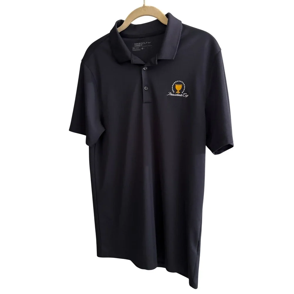 Nike Golf Mens Presidents Cup Dri-FIT Polo Shirt Black Small Standard Fit